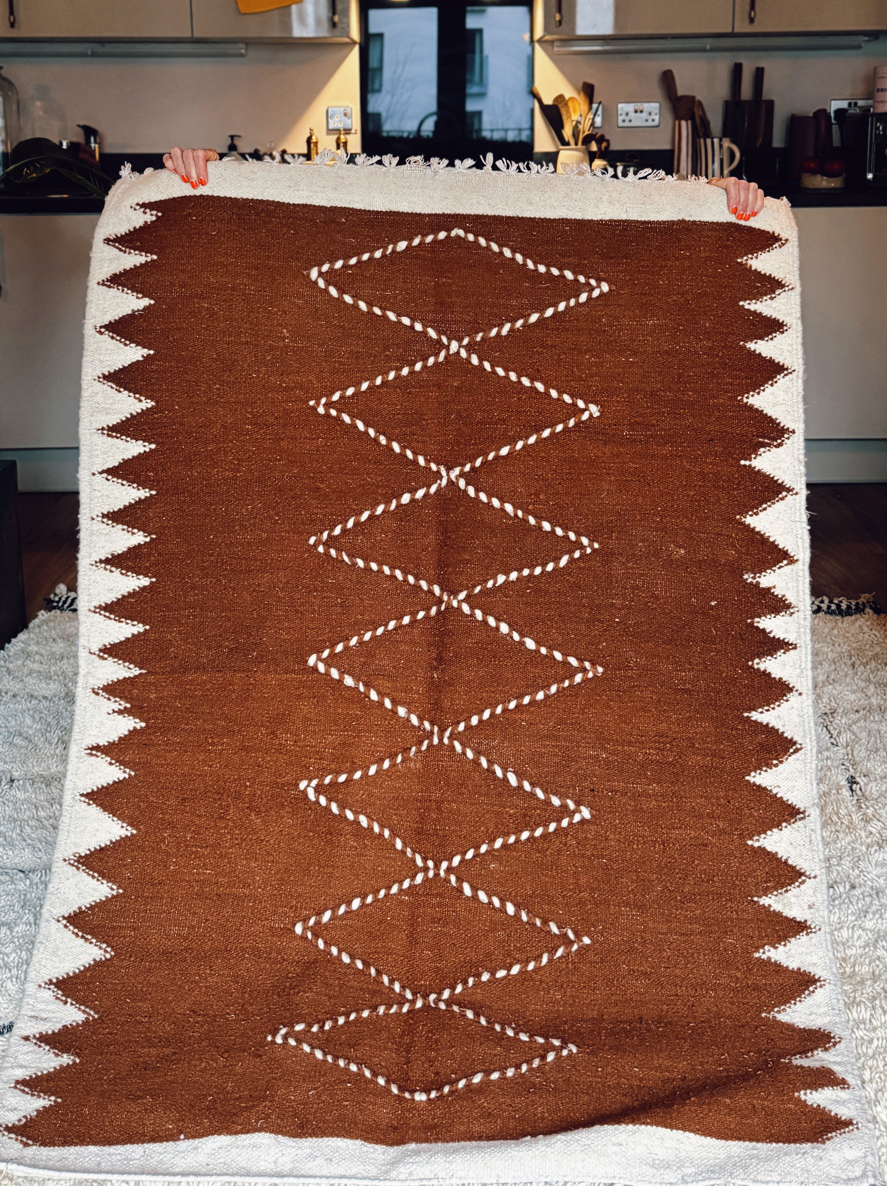 Terracotta Wool Kilim Rug