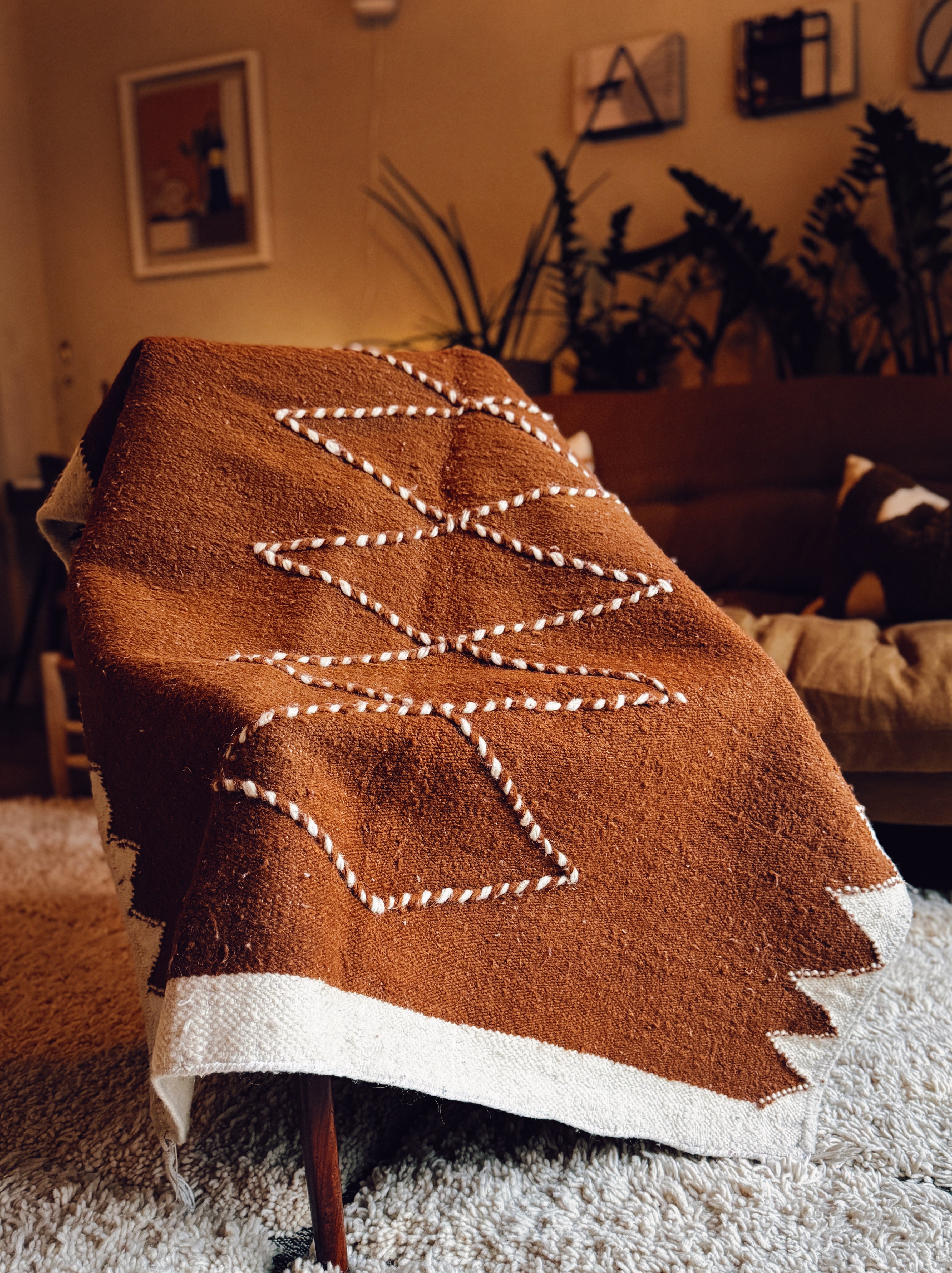 Terracotta Wool Kilim Rug