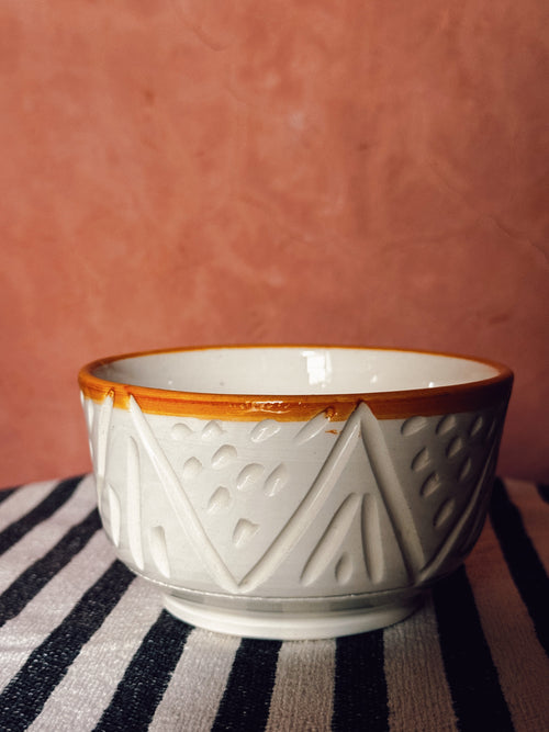 Detailed Yellow Rim Bowl